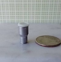 1:12 Dollhouse miniature faux metal tumbler with removable lid REF Silver tone