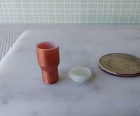 1:12 Dollhouse miniature faux metal tumbler with removable lid REF Copper tone
