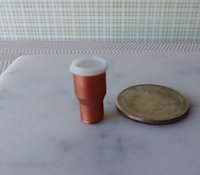 1:12 Dollhouse miniature faux metal tumbler with removable lid REF Copper tone