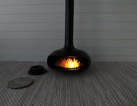 1:12 Dollhouse miniature hanging modern fireplace with battery operated flickering insert REF Black