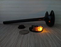 1:12 Dollhouse miniature hanging modern fireplace with battery operated flickering insert REF Black