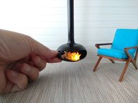 1:12 Dollhouse miniature hanging modern fireplace with battery operated flickering insert REF Black