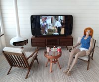 RESERVED 1:12 Dollhouse mid-century styled chair in walnut wood with Z frames Mod lounge chair MCM chair