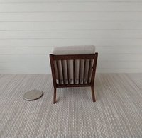 RESERVED 1:12 Dollhouse mid-century styled chair in walnut wood with Z frames Mod lounge chair MCM chair