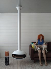 RESERVED 1:12 Dollhouse miniature white hanging modern fireplace