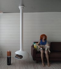 RESERVED 1:12 Dollhouse miniature white hanging modern fireplace