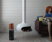 RESERVED 1:12 Dollhouse miniature white hanging modern fireplace