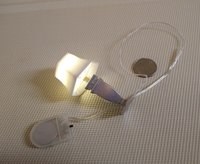 1:12 Dollhouse urn table lamp with translucent shade Accent table lamp faux brushed nickel post Battery operated LED lamp w/ external wires