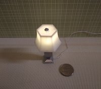 1:12 Dollhouse urn table lamp with translucent shade Accent table lamp faux brushed nickel post Battery operated LED lamp w/ external wires