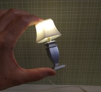 1:12 Dollhouse urn table lamp with translucent shade Accent table lamp faux brushed nickel post Battery operated LED lamp w/ external wires