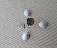 RESERVED 1:12 Dollhouse miniature mid-century modern chandelier MCM 3-light ceiling light white shades Battery operated LED miniature lamp