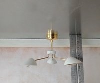 RESERVED 1:12 Dollhouse miniature mid-century modern chandelier MCM 3-light ceiling light white shades Battery operated LED miniature lamp
