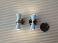 RESERVED 1:12 Dollhouse miniature double-cone sconces Battery operated LED miniature wall lamps Price is for a PAIR