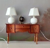 RESERVED 1:12 dollhouse table lamps with hexagonal shades (unfinished) Battery operated dollhouse table lamps on external wires Quantity A PAIR