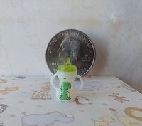 1:12 Dollhouse miniature sippy cup with easy grip handles Dinos decals REF Translucent green lid