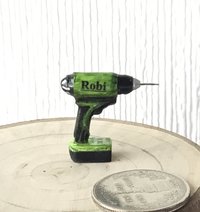 1:12 dollhouse power drill Miniature electric drill with faux rechargeable battery base and genuine micro drill bit