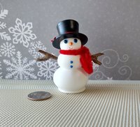RESERVED 1:12 Dollhouse miniature light up snowman with removable hat Battery operated holiday decor