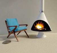1:12 Dollhouse miniature Mid century modern free standing fireplace MCM white fireplace inspired by Malm fireplace Retro fireplace REF White