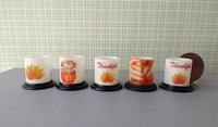 1:12 Dollhouse miniature fall candle sleeve or battery lighted candle holder REF Green bow basket