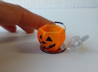 1:12 Dollhouse Halloween treat or candy bucket Multi-purpose pumpkin bucket also as light up lantern or planter REF Semi transparent orange