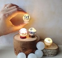 1:12 Dollhouse holiday light up globe ornament Free standing frosted globe Christmas ornament Battery operated holiday light REF Blue snowflakes