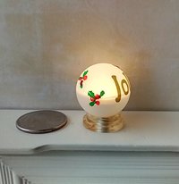 1:12 Dollhouse holiday light up globe ornament Free standing frosted globe Christmas ornament Battery operated holiday light REF Holly jolly