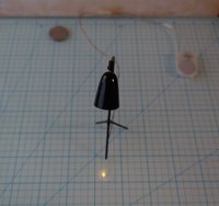 1:12 Dollhouse mid-century styled floor lamp Black tripod floor lamp Battery operated LED lamp with external wires REF Grasshopper