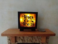 1:12 dollhouse Halloween light box Battery operated light up Trick or Treat sign on external wires
