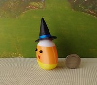 Dollhouse miniature lighted candy corn witch Battery operated Halloween decor for 1:12 or play scale REF Blue hat trim