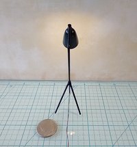 1:12 Dollhouse mid-century styled floor lamp Black tripod floor lamp Battery operated LED lamp with external wires REF Grasshopper