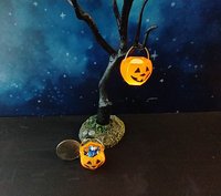 1:12 Dollhouse Halloween treat or candy bucket Multi-purpose pumpkin bucket also as light up lantern or planter REF Semi transparent orange