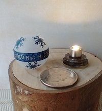 1:12 Dollhouse holiday light up globe ornament Free standing frosted globe Christmas ornament Battery operated holiday light REF Blue snowflakes