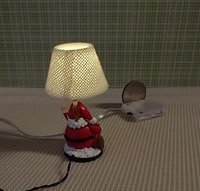 1:12 scale dollhouse miniature Santa Claus table lamp Battery operated holiday themed lamp on external wires