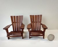 RESERVED for Robin 1:12 Dollhouse 2 walnut adirondack chairs REF 1 pair