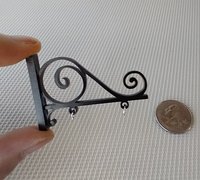 1:12 scale dollhouse hanging sign bracket Faux wrought iron scroll bracket Price is for ONE piece