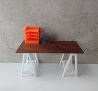 1:12 dollhouse miniature 4-tier letter paper tray organizer for desktop or craft room REF Orange w notched front edges PRICE is for EACH organizer