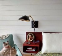 1:12 Dollhouse miniature mid-century modern swing arm wall light MCM wall mounted light with black shade Battery operated LED miniature lamp Price is for EACH unit