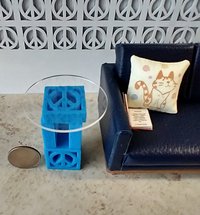 1:12 scale dollhouse side table kit including 6 blue breeze blocks and one clear acrylic top REF Blue peace