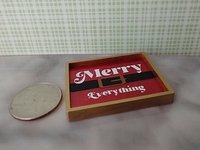 Play scale 1:6 or Barbie dollhouse rectangular serving tray with Santa belt + Merry Everything vinyl decals Acrylic serving tray in festive red for 12-inch dolls