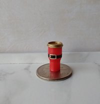 RESERVED 1:12 Dollhouse miniature holiday tumbler in red with black Santa belt and removable lid REF Santa belt