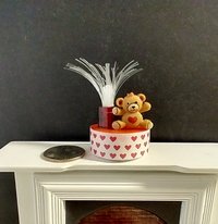 1:12 scale lighted fountain of love with slow color changing LED Battery operated miniature Valentine's light or table lamp for kids room