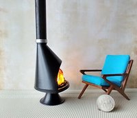 RESERVED 1:12 Dollhouse miniature Mid century modern free standing fireplace MCM Black fireplace inspired by Malm fireplace Retro fireplace REF Black