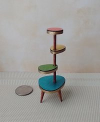 1:12 Dollhouse mid-century style plant stand Formica 4-tiered plant stand or display stand REF coral top Plants n accessories NOT included