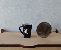 Play scale 1:6 or Barbie winter themed mug for 12-inch dolls REF Black with 2 snowflakes