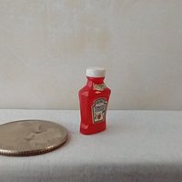1:12 Dollhouse miniature ketchup bottle with front back and collar labels Mini kitchen accessory Price is for EACH
