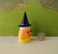 Dollhouse miniature lighted candy corn witch Battery operated Halloween decor for 1:12 or play scale REF Purple hat trim