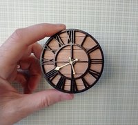 1:12 Dollhouse farmhouse wall clock with roman numerals Faux wrought iron and hickory wall clock Decorative non-working dollhouse clock