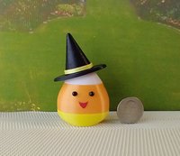 Dollhouse miniature lighted candy corn witch Battery operated Halloween decor for 1:12 or play scale REF Yellow hat trim B