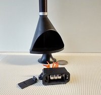 1:12 Dollhouse miniature Mid century modern free standing fireplace MCM Black fireplace inspired by Malm fireplace Retro fireplace REF Black