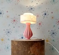 1:12 dollhouse mid-century modern style table lamp with tiered shade MCM retro style table lamp REF Pink